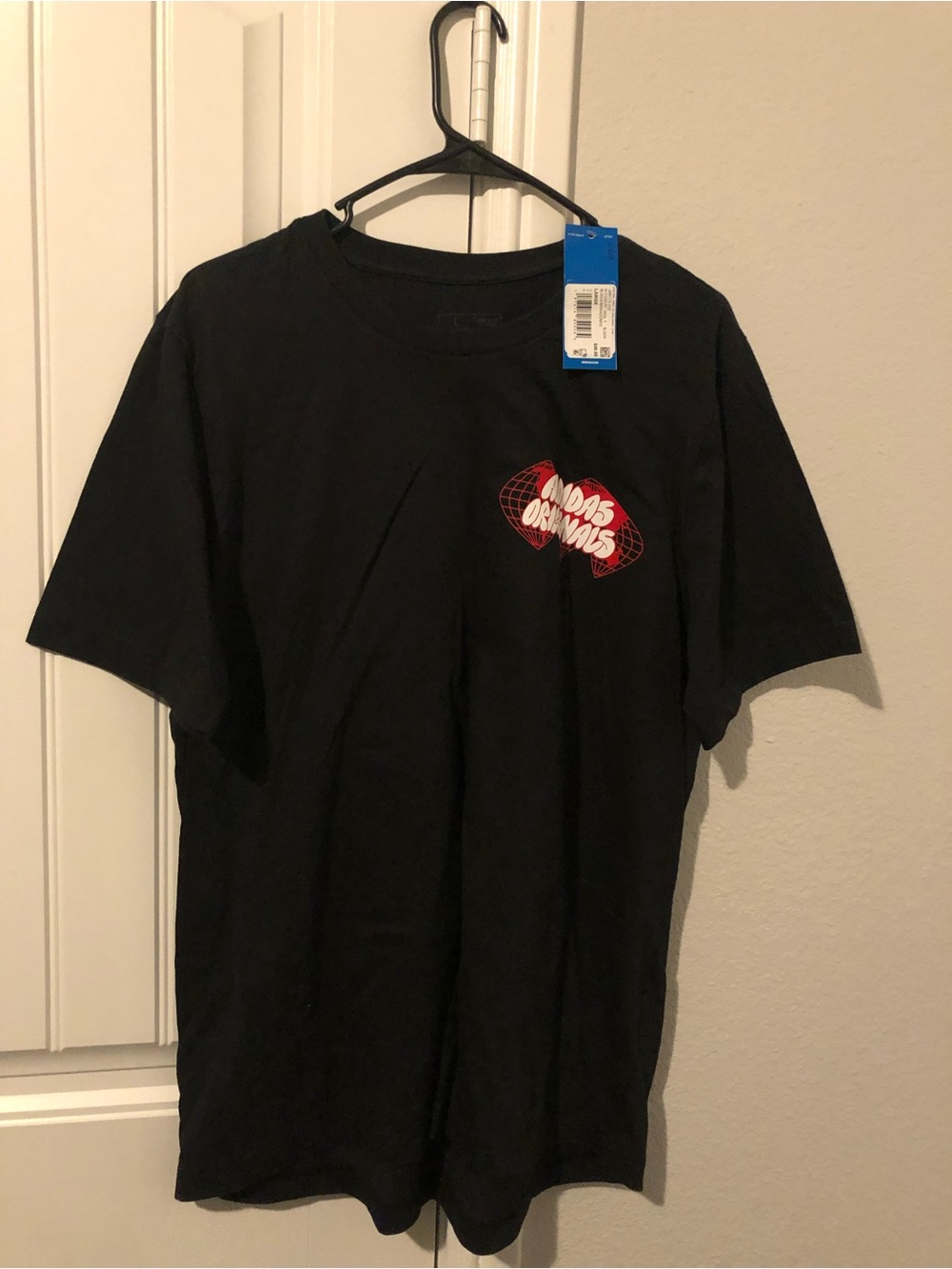 adidas Originals Black Tee with Red Chest Graphic